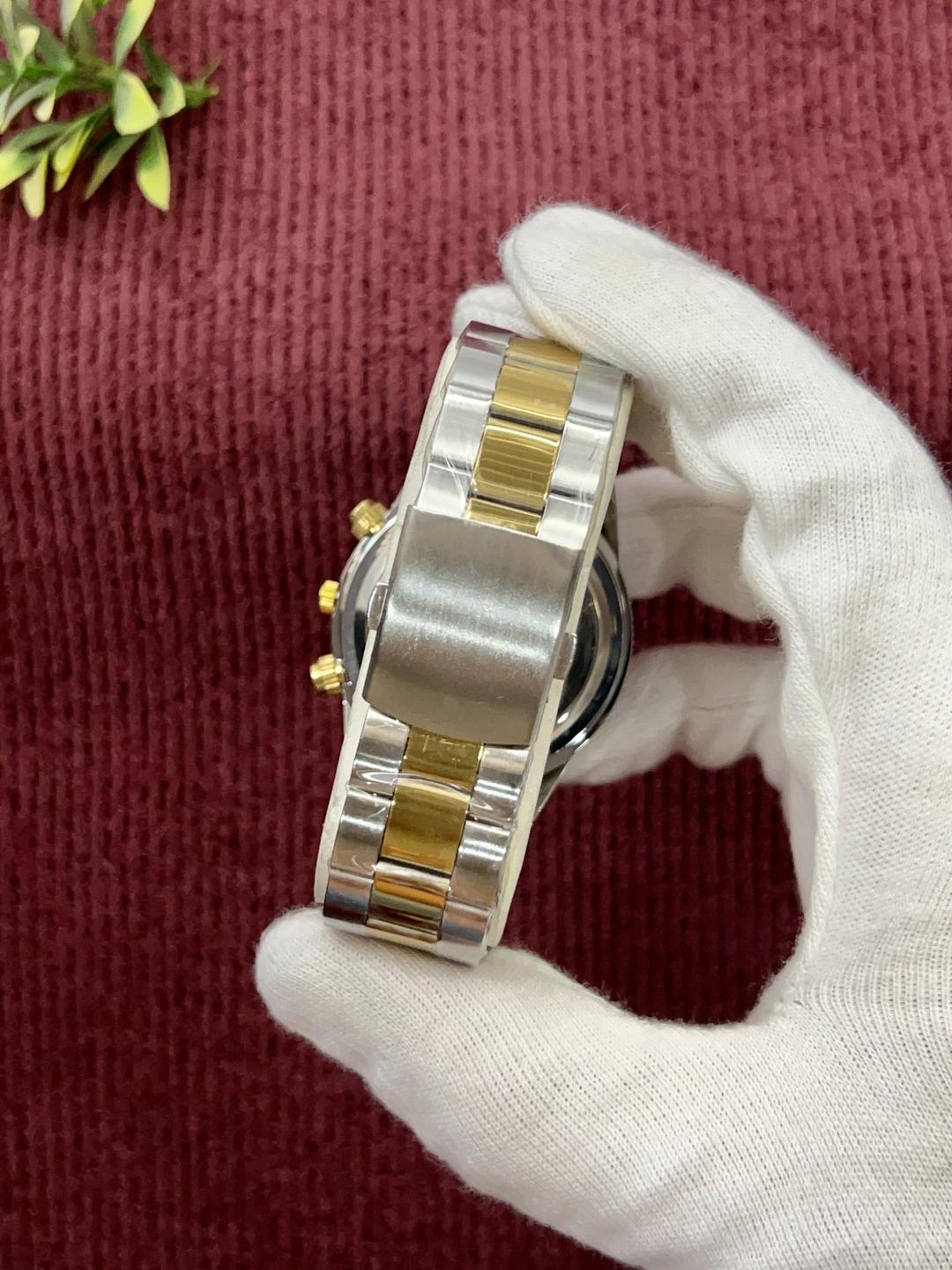 Men's Chronograph Watch with Stainless Steel Chain Strap