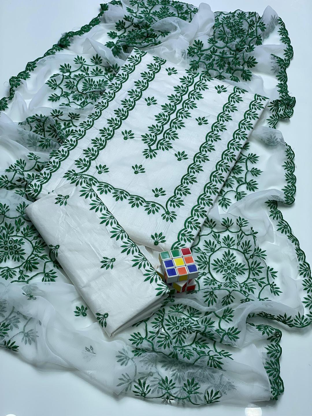 3 Pcs Women's Unstitched Embroidered Suit