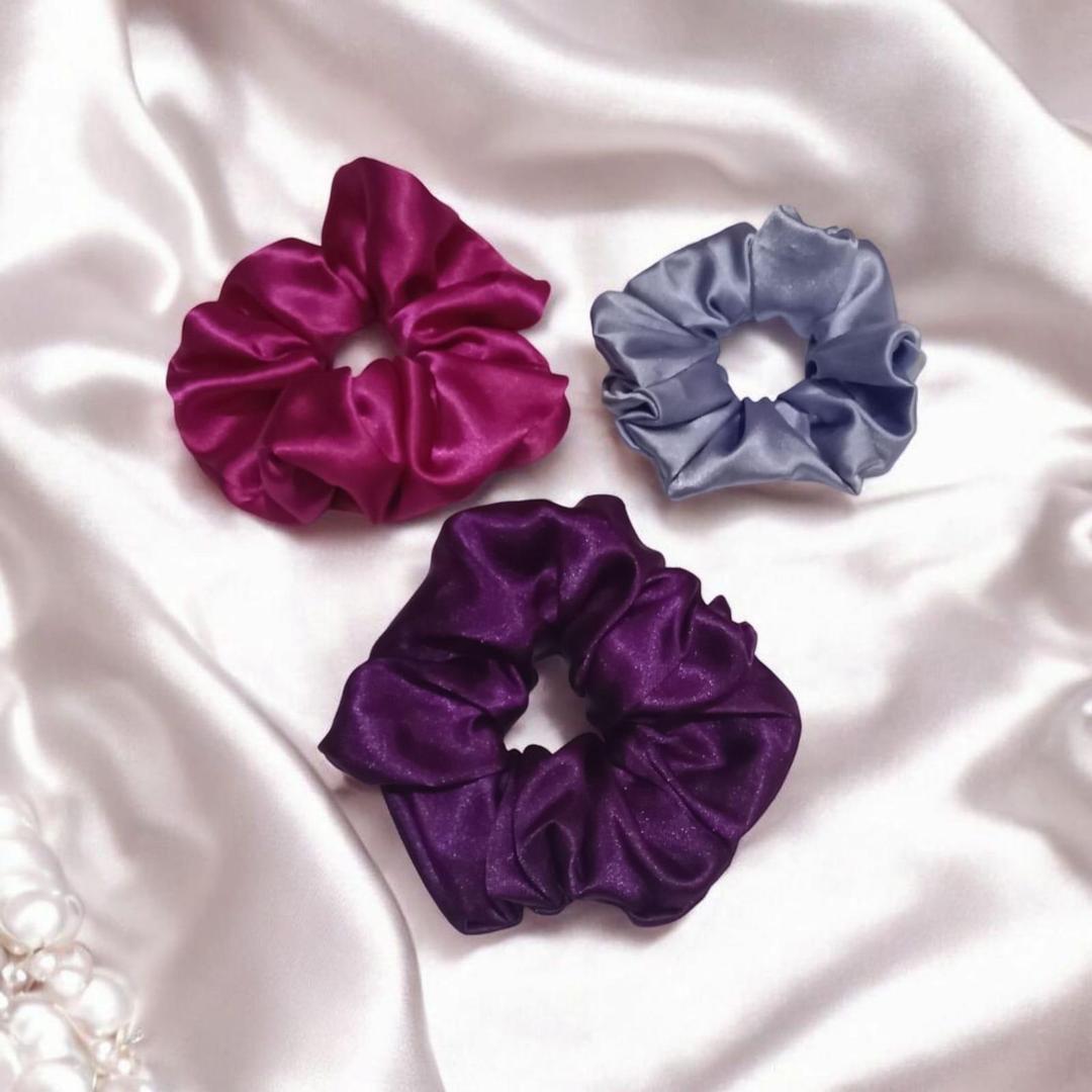 Silk Hair Scrunchies - Pack of 3 for Effortless Style