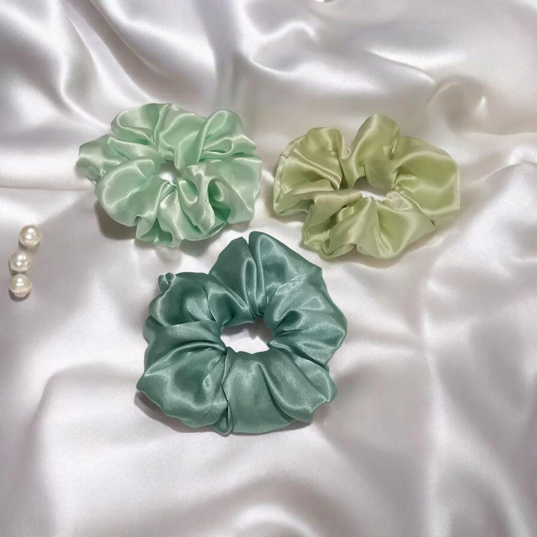 Silk Hair Scrunchies - Pack of 3 for Effortless Style
