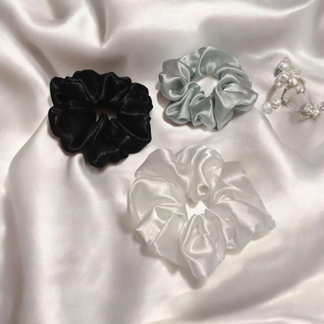Silk Hair Scrunchies - Pack of 3 for Effortless Style