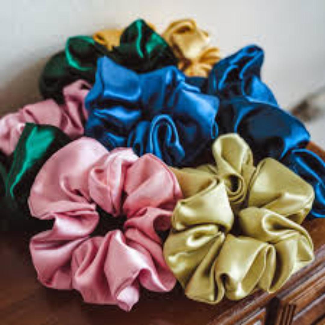 Multicolor Detangler Hair Scrunchies - Pack of 4 Premium Silk Accessories