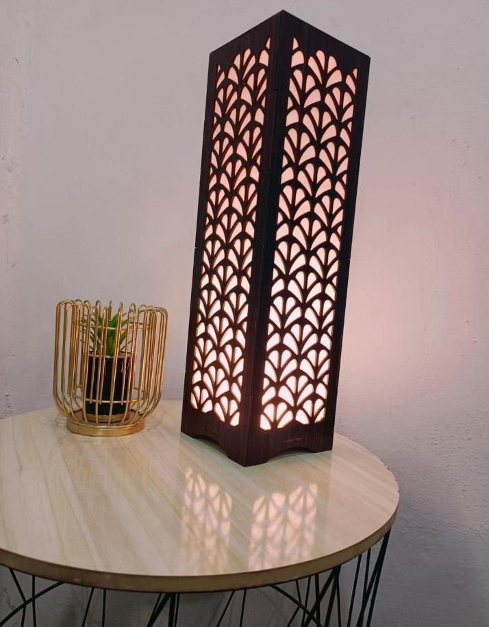 Wooden Floor Lamp with Elegant Cutout Design