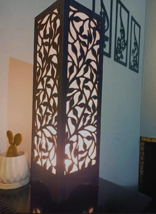 Wooden Leaf Pattern Floor Lamp 15 Inch LED Decor Light