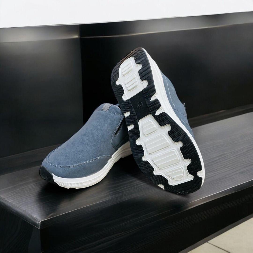 Casual Grey Synthetic Leather Sneakers