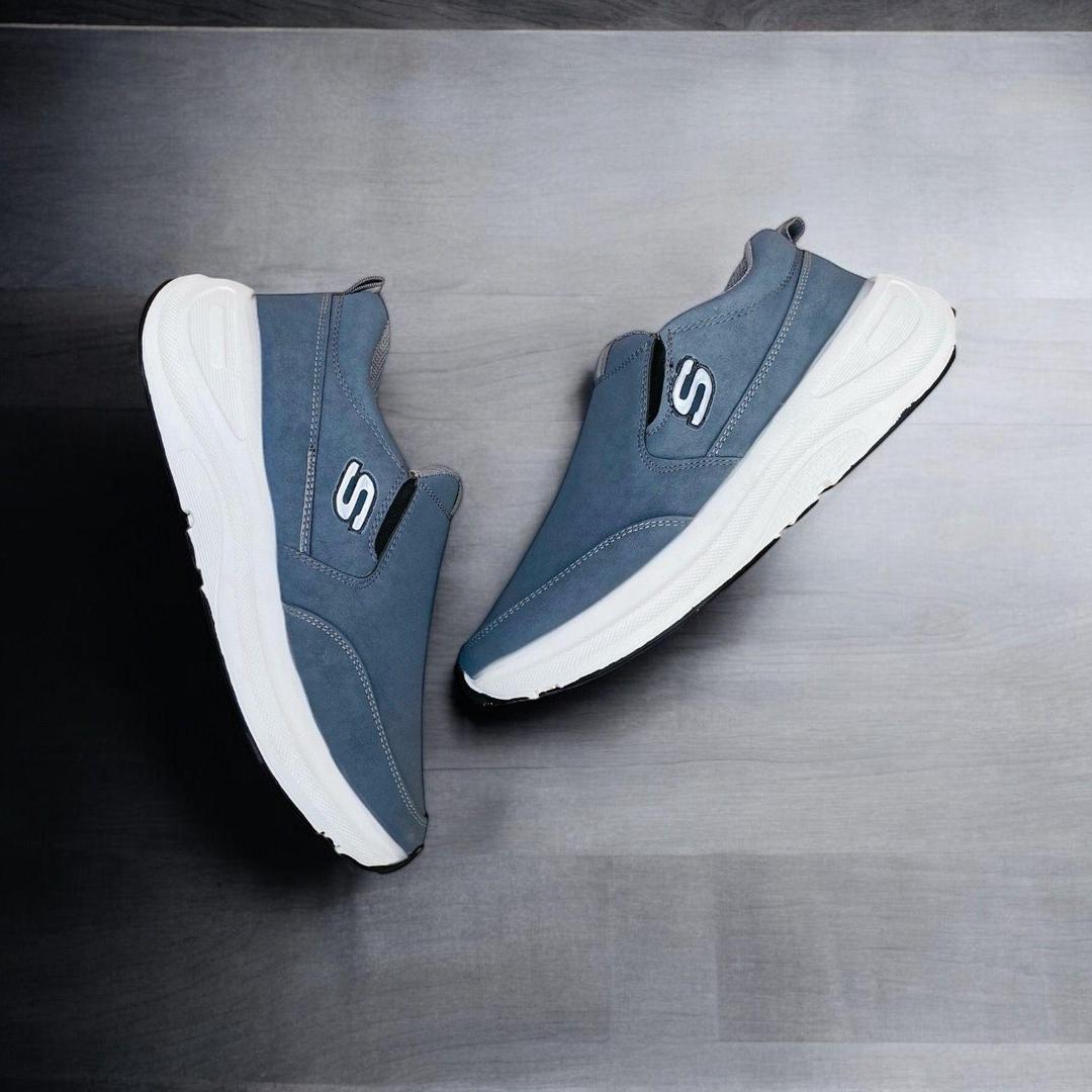 Casual Grey Synthetic Leather Sneakers