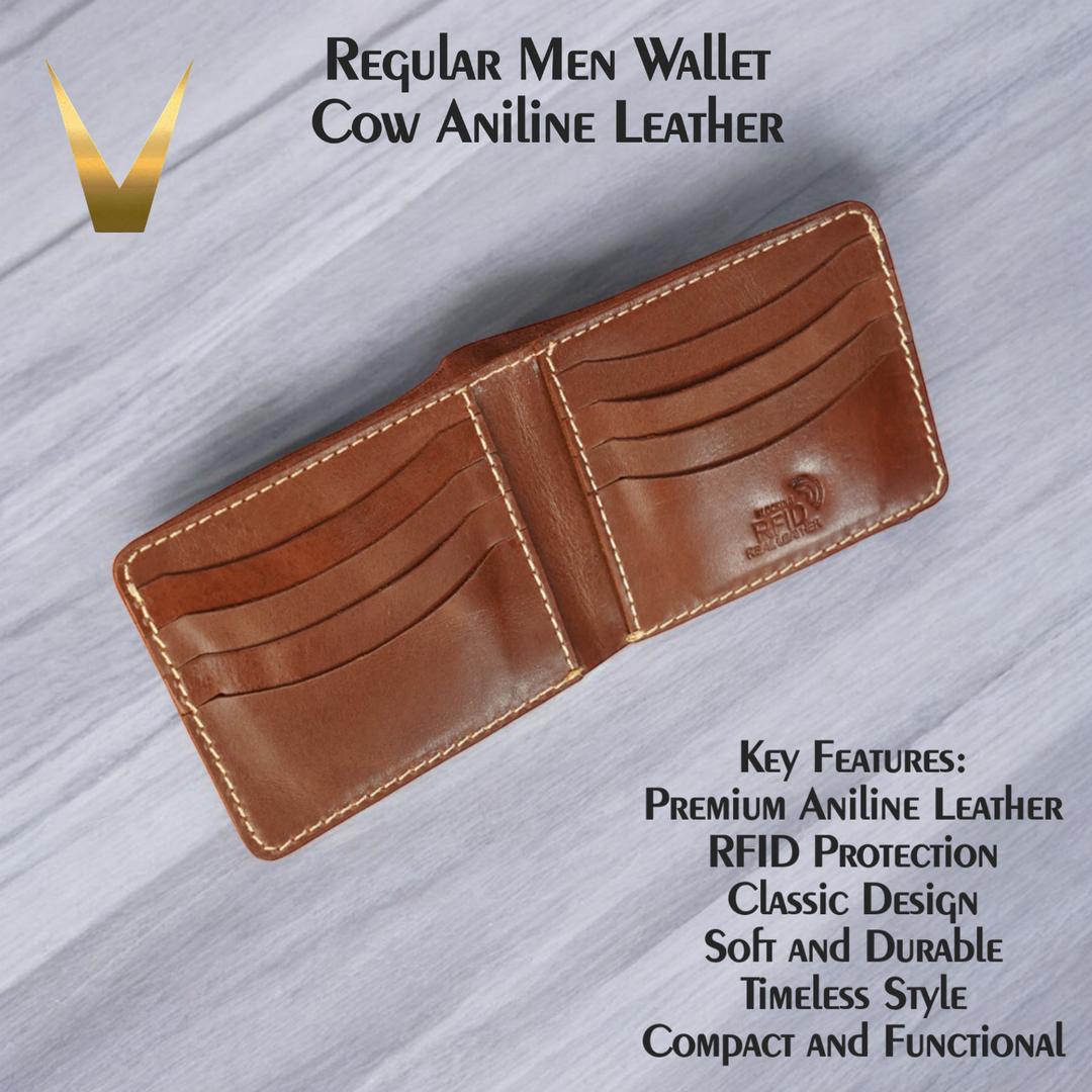Men's Brown Leather Bi-Fold Wallet with RFID Protection