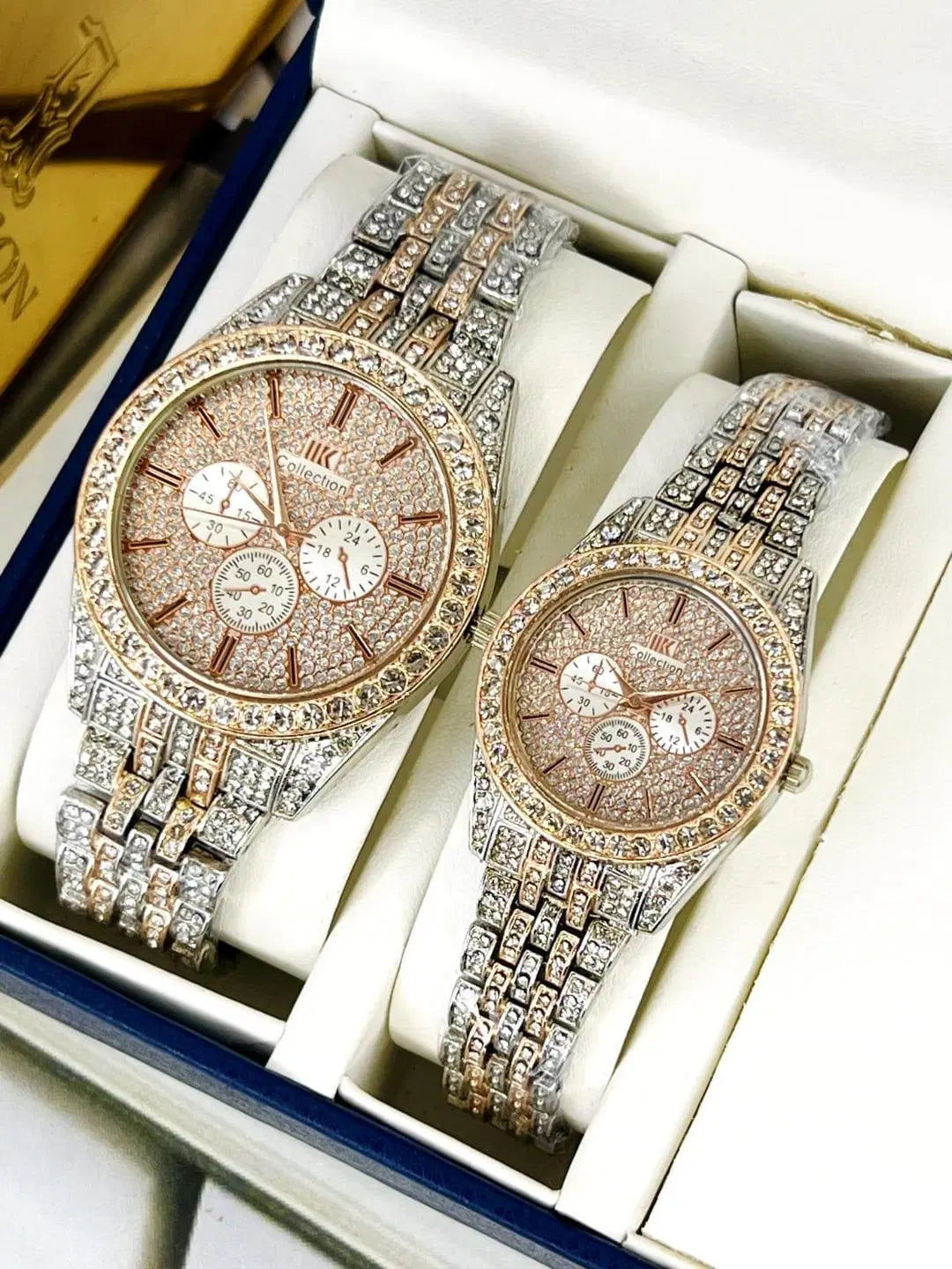 Stylish Couple Watches in Rose Gold - Quartz Water Resistant