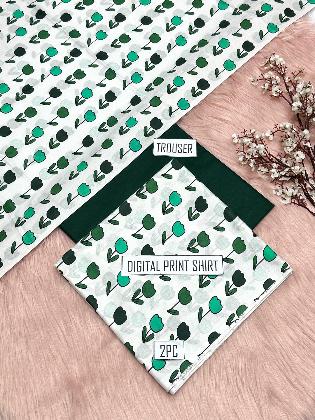 2 Pcs Women's Unstitched Digital Print Suit