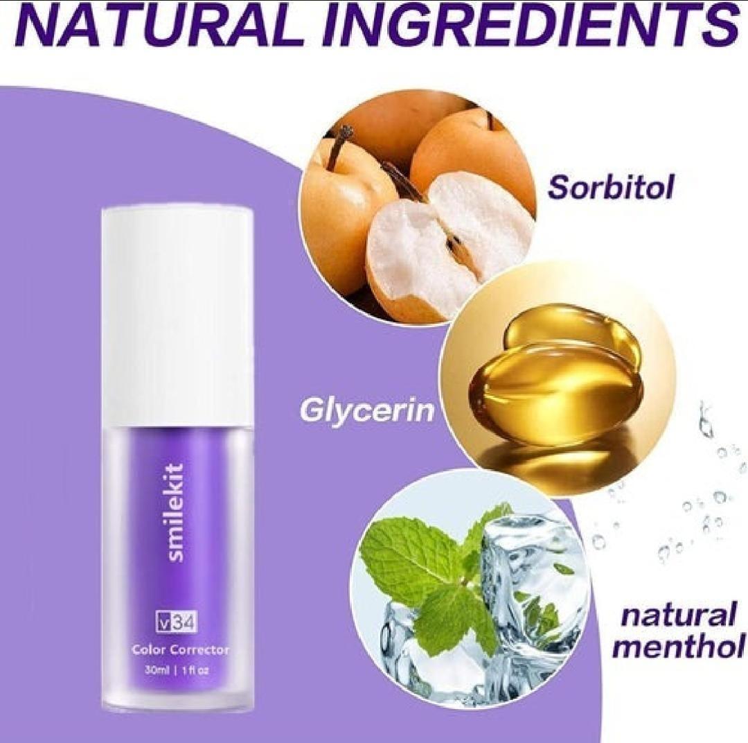 V34 Colour Corrector Serum - Purple Toothpaste for Teeth Whitening - 30ml