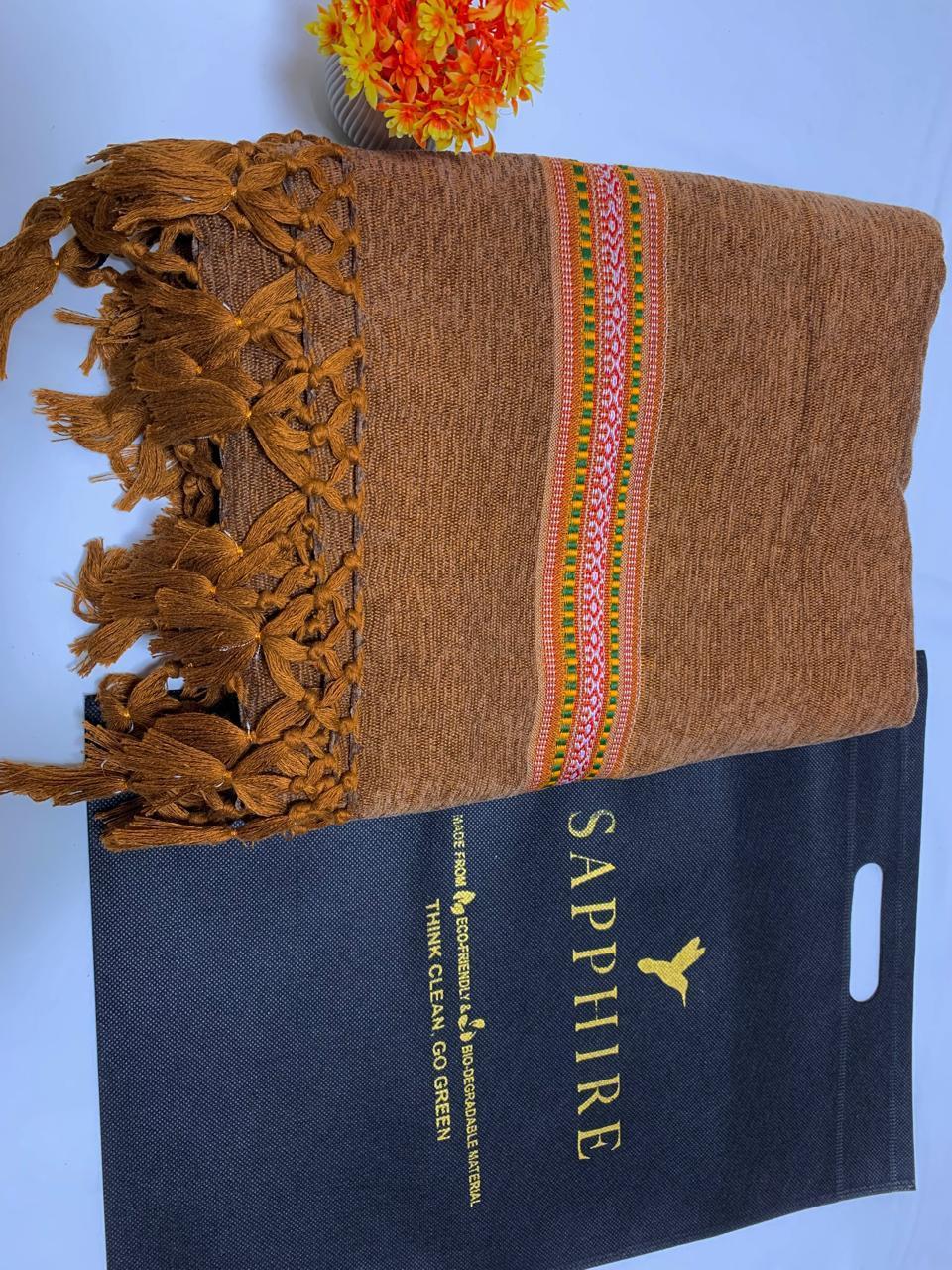 1 Pc Men's Velvet Embroidered Border Shawl