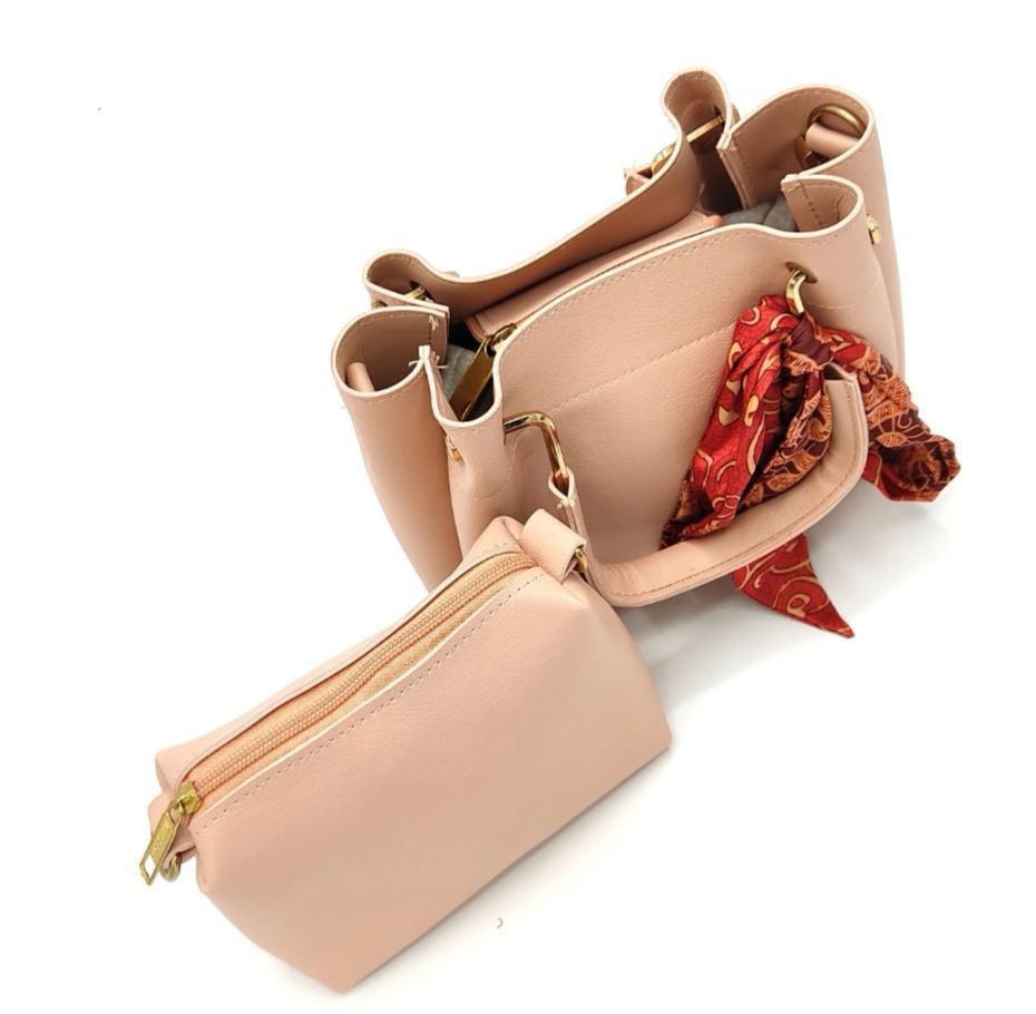 Women's PU Leather Plain Hand Bag Set