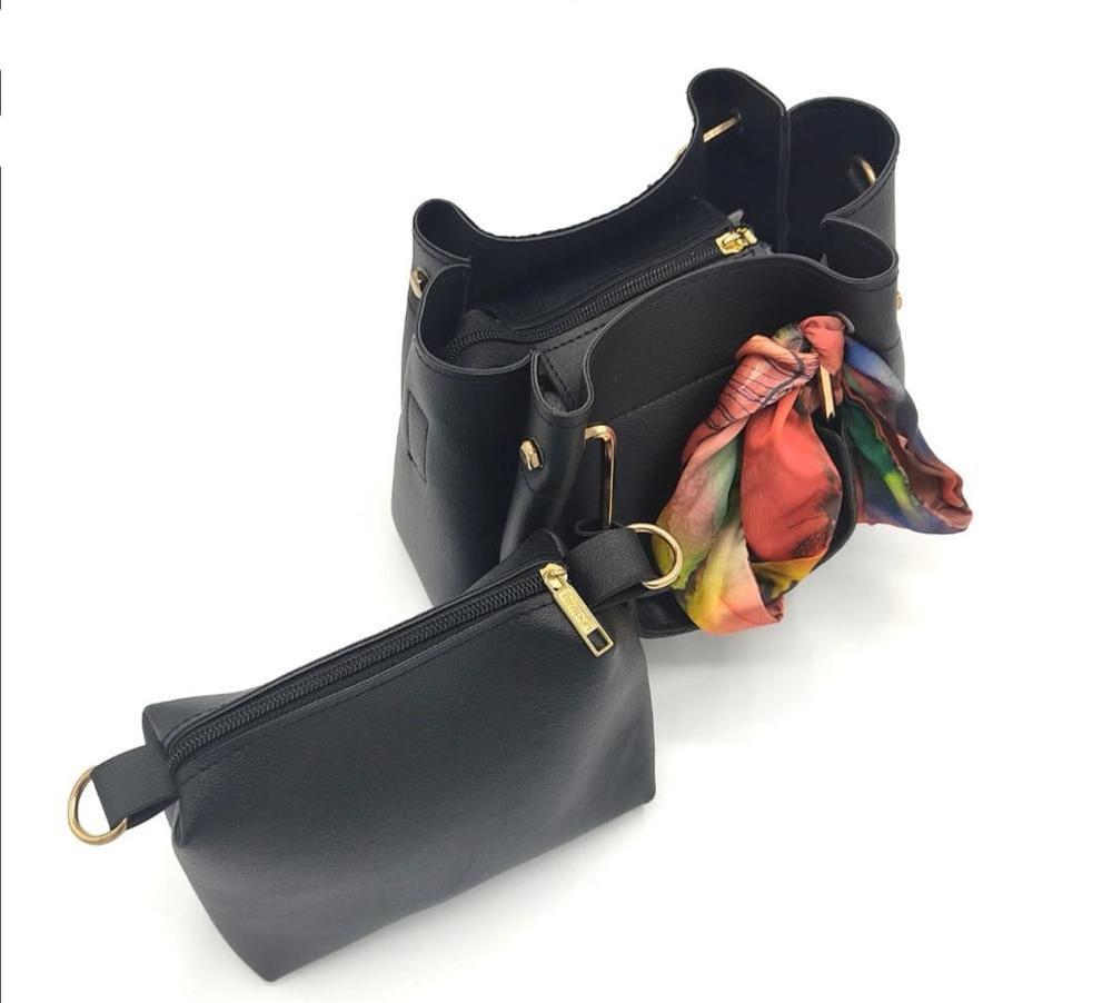 Women's PU Leather Plain Hand Bag Set