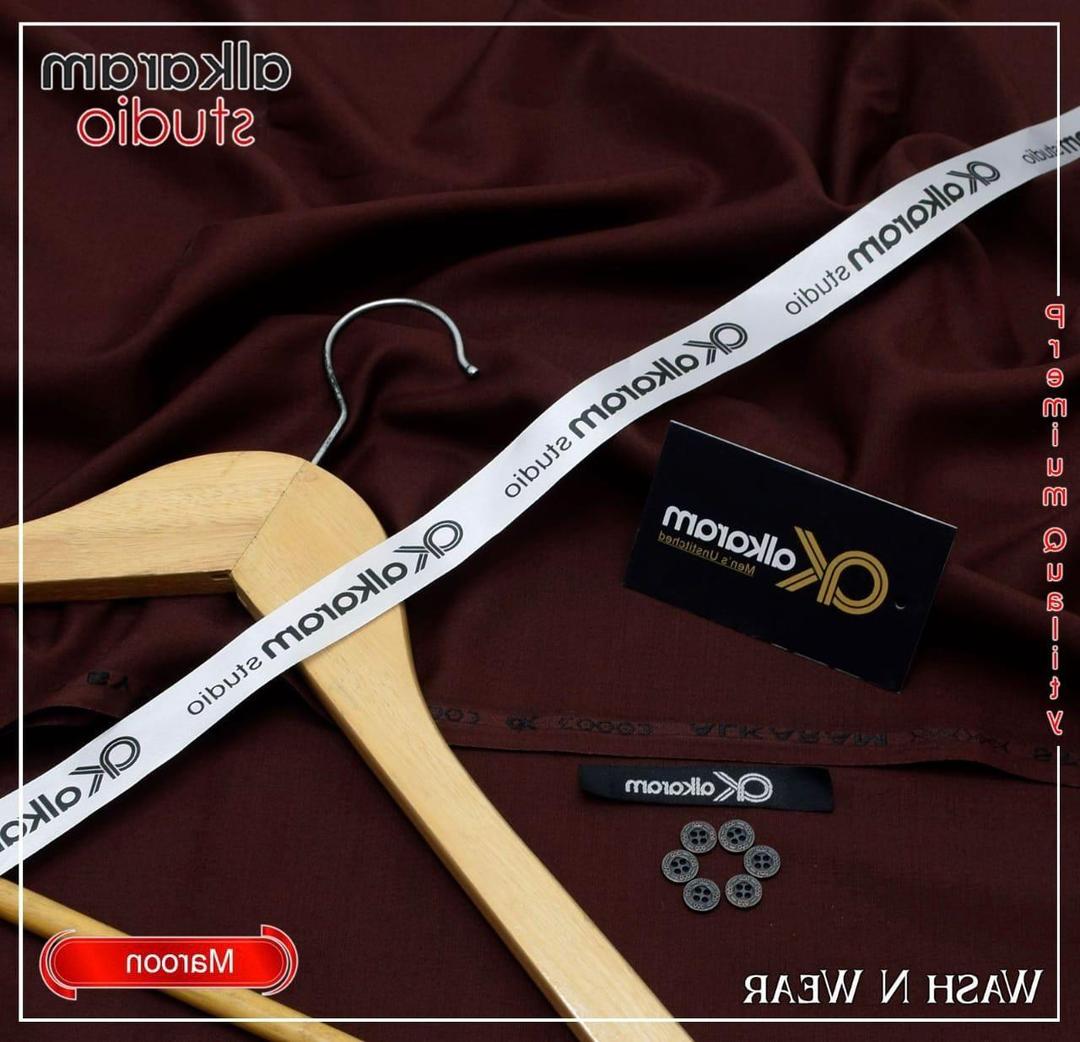 Maroon Boski Suit Unstitched 8 Button Wash N Wear