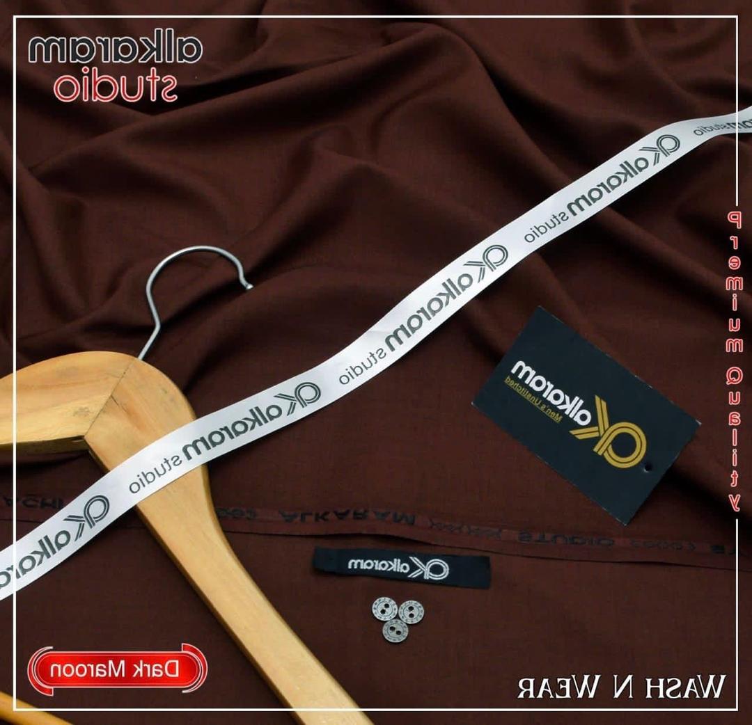 Dark Maroon Boski Unstitched Suit for Men
