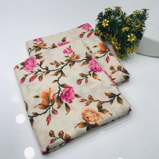 3 Pcs Women's Unstitched Lawn Printed Suit