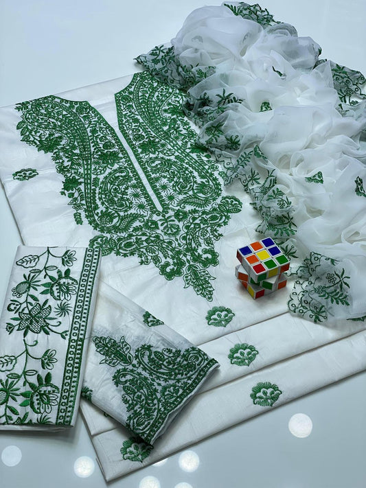 3 Pcs Women's Unstitched Embroidered Suit