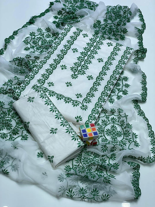 3 Pcs Women's Unstitched Embroidered Suit