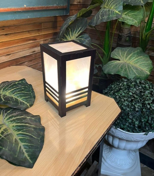 Modern Wooden Table Lamp Black Golden Light Decor