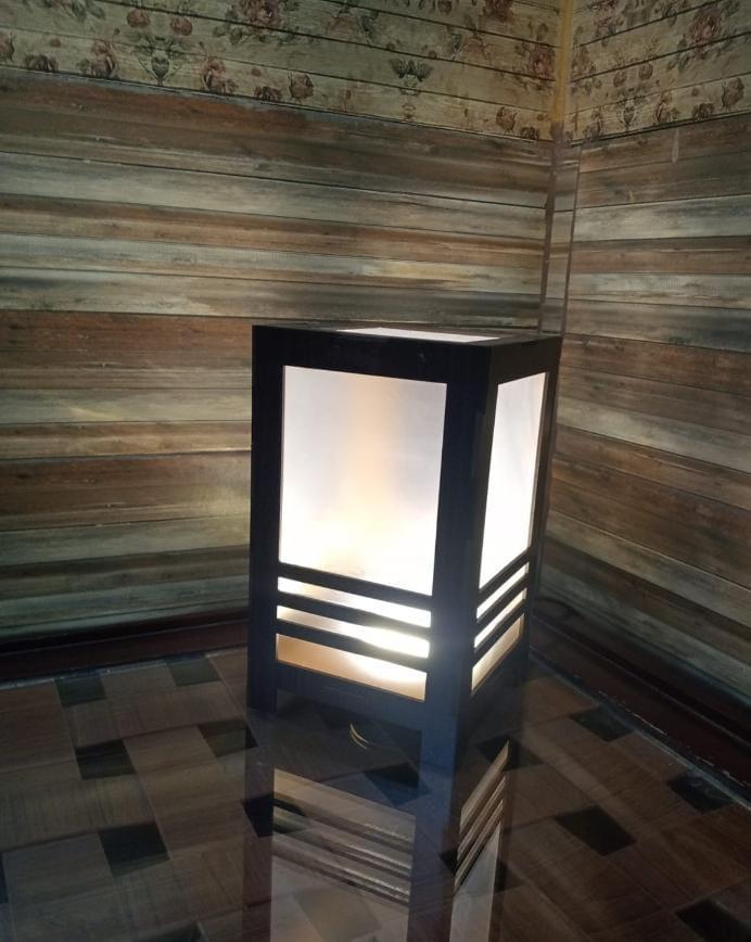 Modern Wooden Table Lamp Black Golden Light Decor