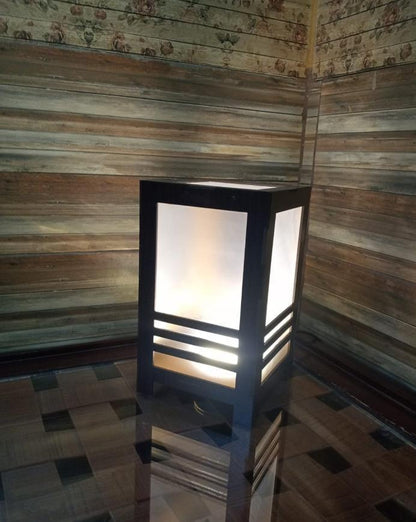 Modern Wooden Table Lamp Black Golden Light Decor
