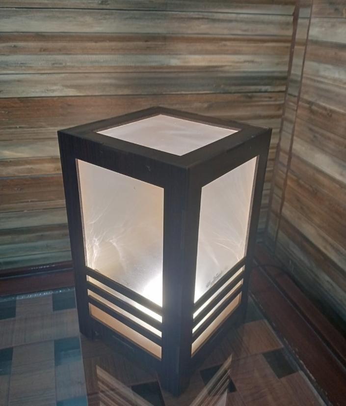 Modern Wooden Table Lamp Black Golden Light Decor