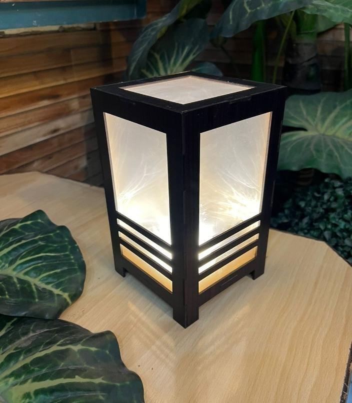 Modern Wooden Table Lamp Black Golden Light Decor