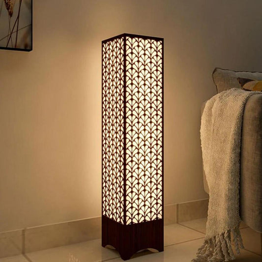 Wooden Floor Lamp with Elegant Cutout Design