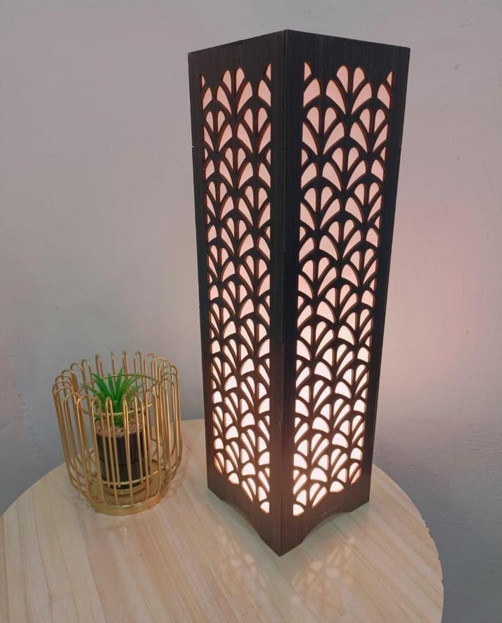 Wooden Floor Lamp with Elegant Cutout Design