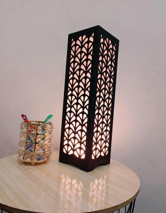 Wooden Floor Lamp with Elegant Cutout Design