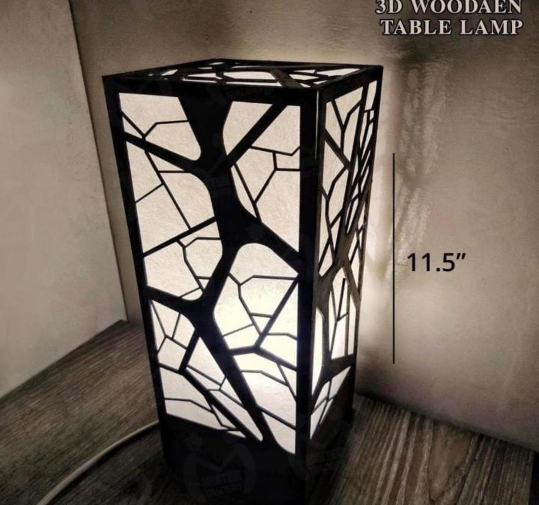 3D Wooden Table Lamp 11.5" Modern Design