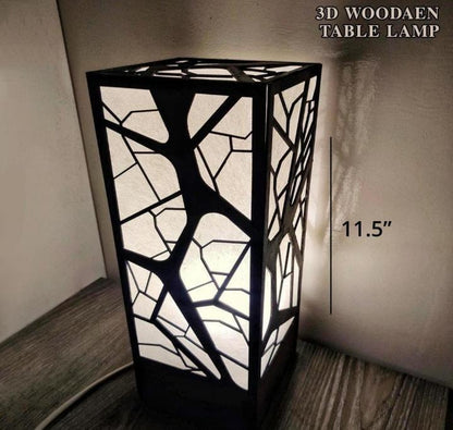 3D Wooden Table Lamp 11.5" Modern Design