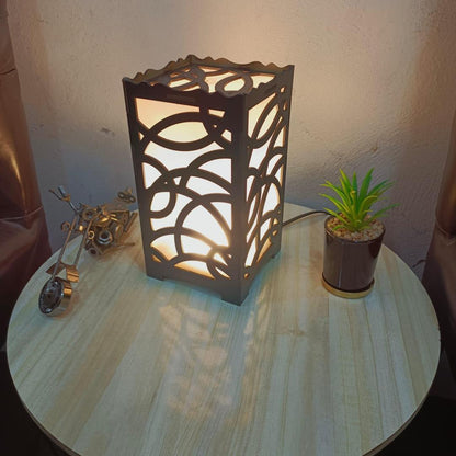 Rechargeable Wooden Table Lamp Golden Dark Brown Medium Size