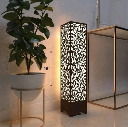 Wooden Leaf Pattern Floor Lamp 15 Inch LED Decor Light