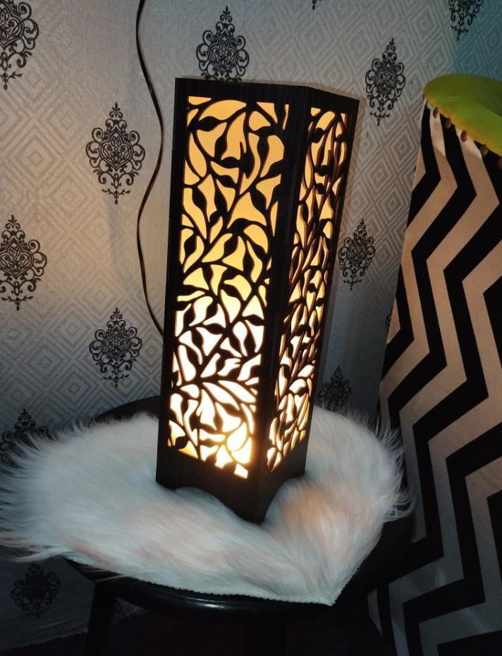 Wooden Leaf Pattern Floor Lamp 15 Inch LED Decor Light