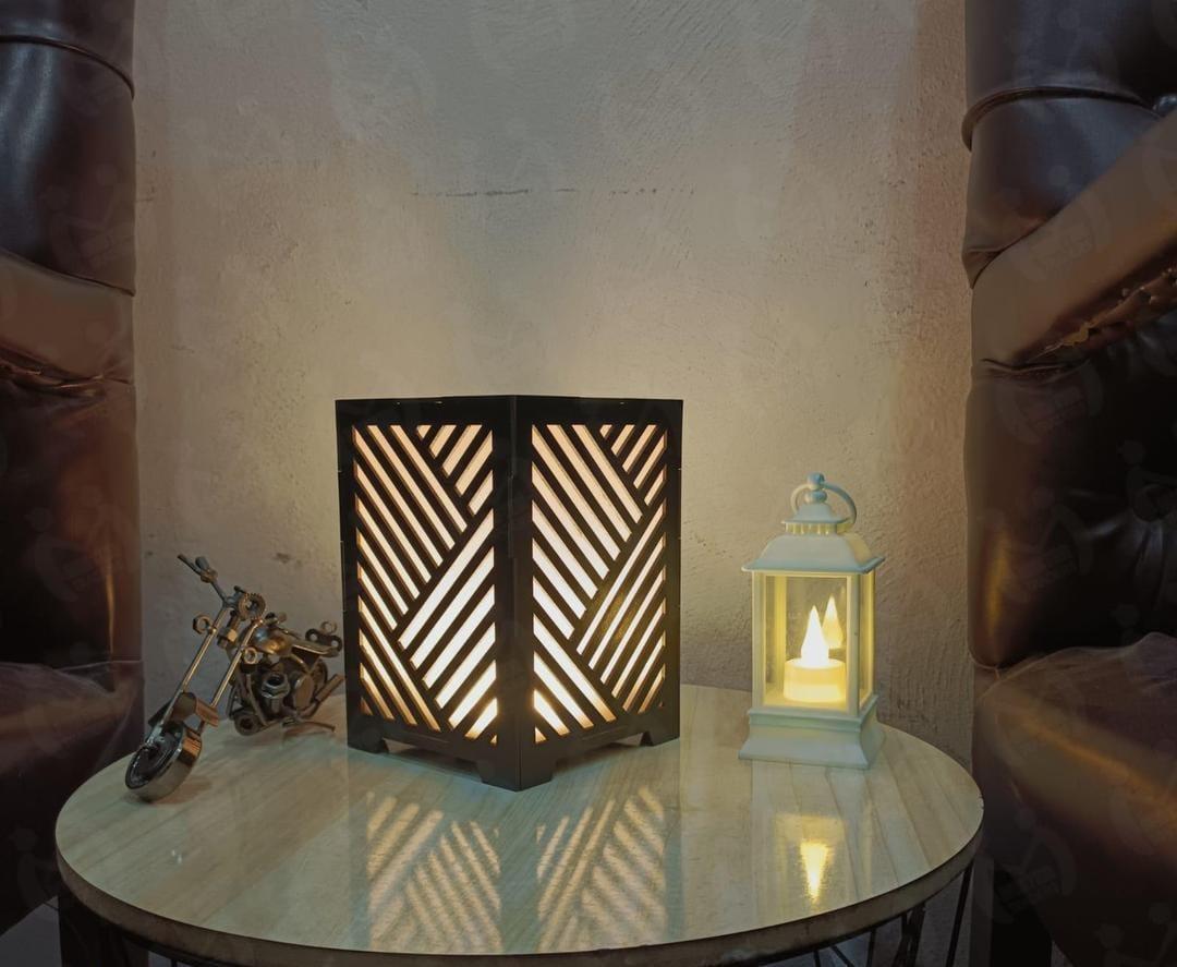 Modern Wooden Cube LED Table Lamp with Geometric Design