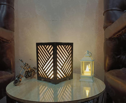 Modern Wooden Cube LED Table Lamp with Geometric Design