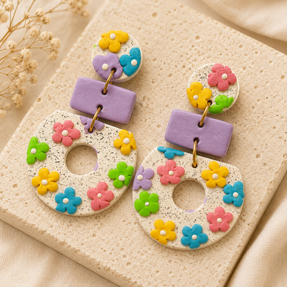 Resin Plating Resin Dangling Earrings