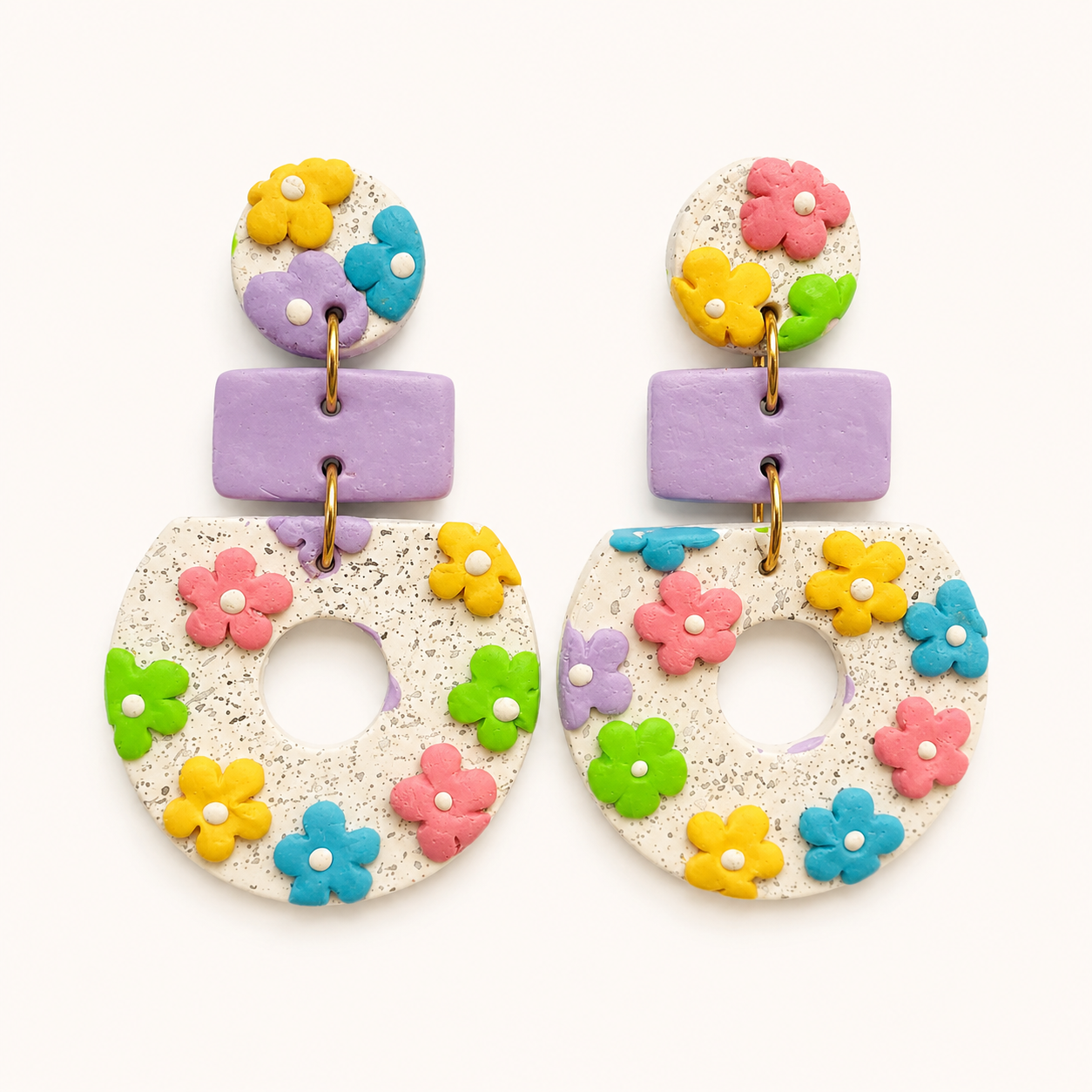 Resin Plating Resin Dangling Earrings
