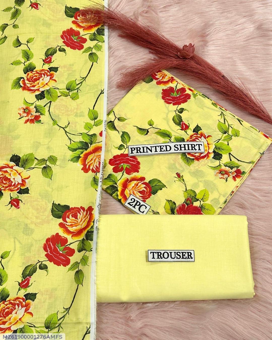 2 Pcs Women's Unstitched Digital Print Suit