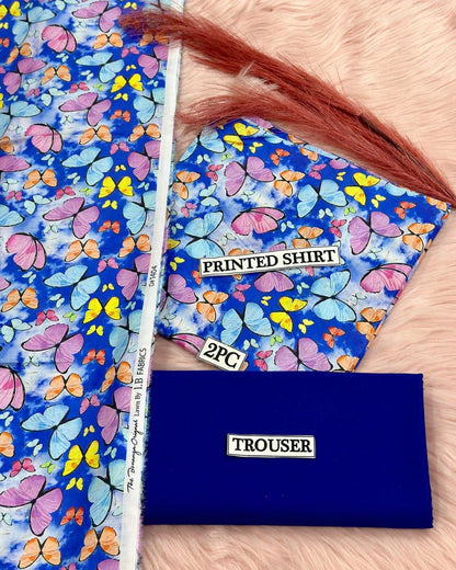 2 Pcs Women's Unstitched Digital Print Suit
