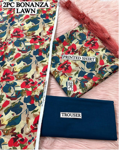 2 Pcs Women's Unstitched Digital Print Suit