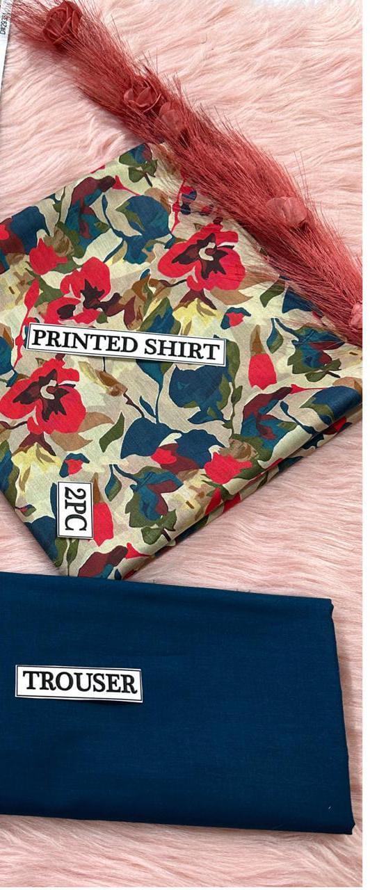 2 Pcs Women's Unstitched Digital Print Suit