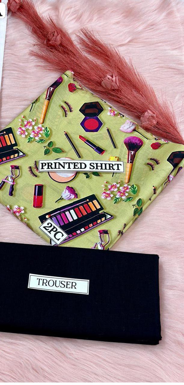 2 Pcs Women's Unstitched Digital Print Suit