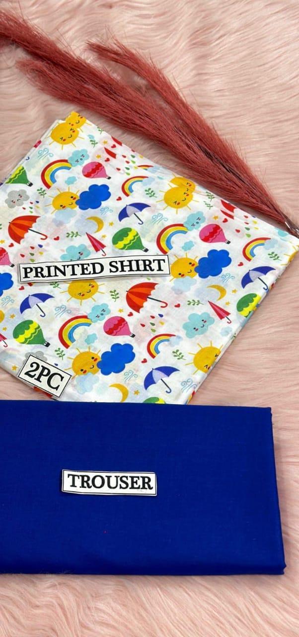 2 Pcs Women's Unstitched Digital Print Suit