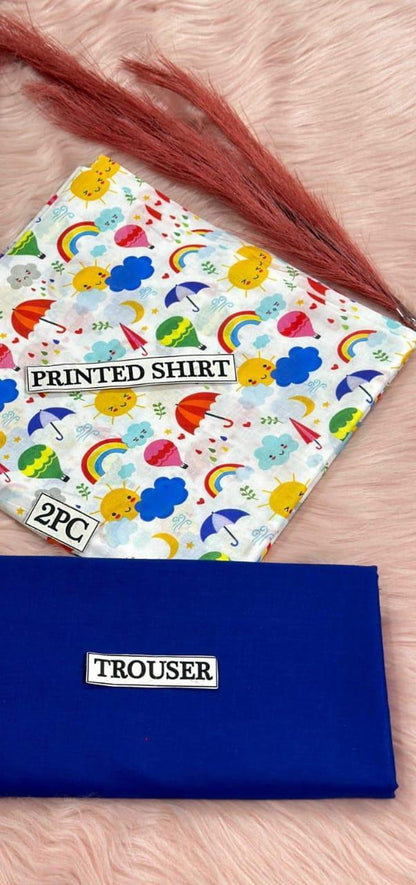 2 Pcs Women's Unstitched Digital Print Suit
