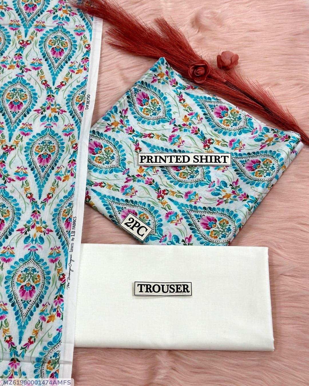 2 Pcs Women's Unstitched Digital Print Suit