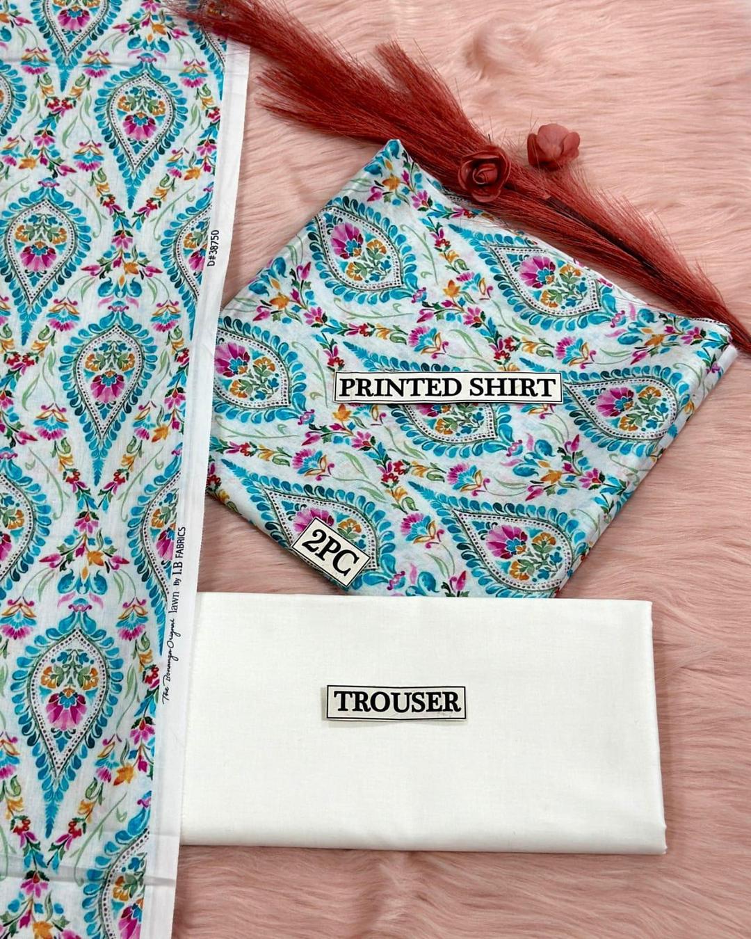 2 Pcs Women's Unstitched Digital Print Suit