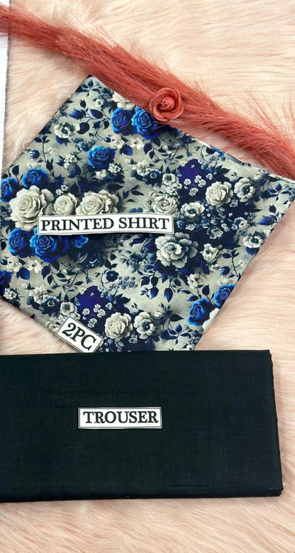 2 Pcs Women's Unstitched Digital Print Suit