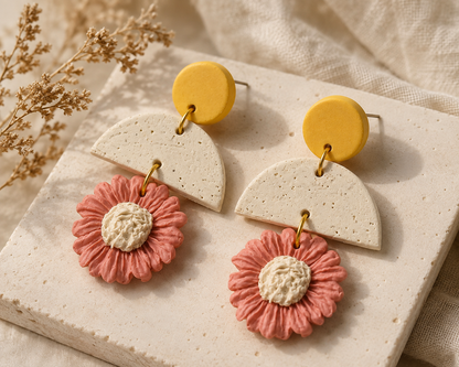 Resin Plating Resin Dangling Earrings
